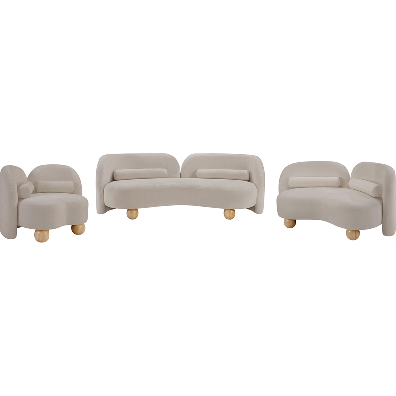 Bowery Hill Contemporary Solid Wood Frame Soft Beige Chenille Fabric Chair