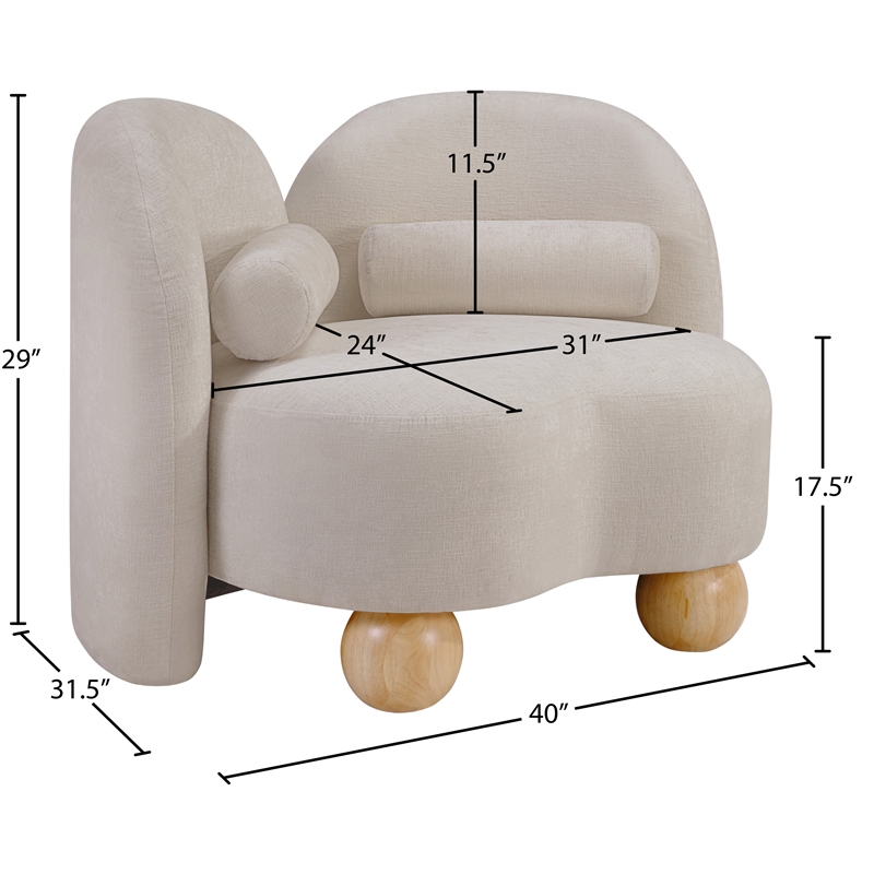 Bowery Hill Contemporary Solid Wood Frame Soft Beige Chenille Fabric Chair