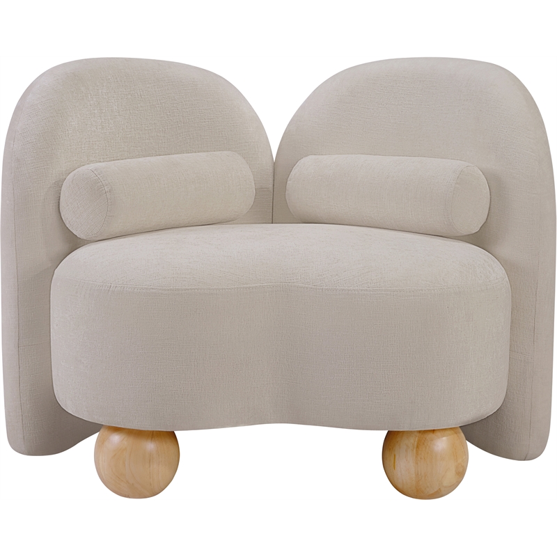 Bowery Hill Contemporary Solid Wood Frame Soft Beige Chenille Fabric Chair
