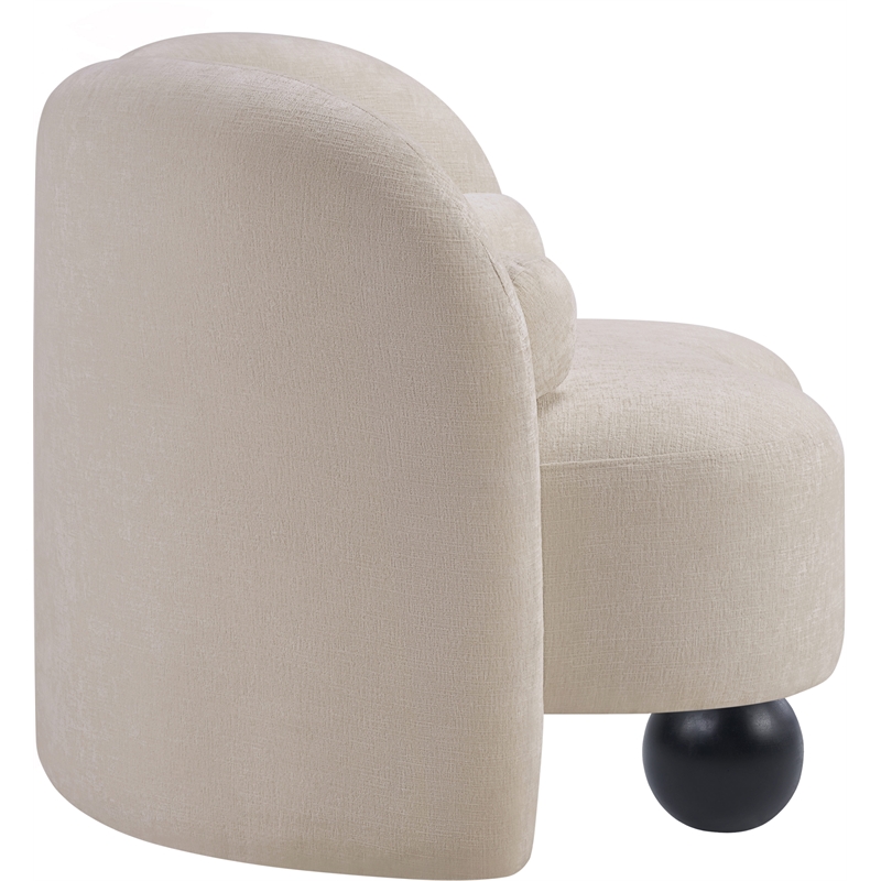 Bowery Hill Contemporary Solid Wood Frame Soft Beige Chenille Fabric Chair