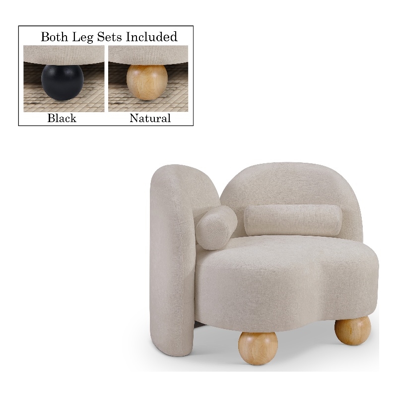 Bowery Hill Contemporary Solid Wood Frame Soft Beige Chenille Fabric Chair