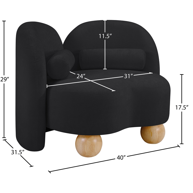 Bowery Hill Contemporary Solid Wood Frame Soft Black Chenille Fabric Chair