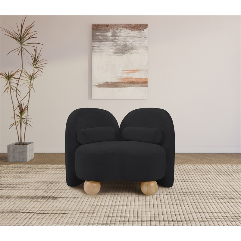 Bowery Hill Contemporary Solid Wood Frame Soft Black Chenille Fabric Chair