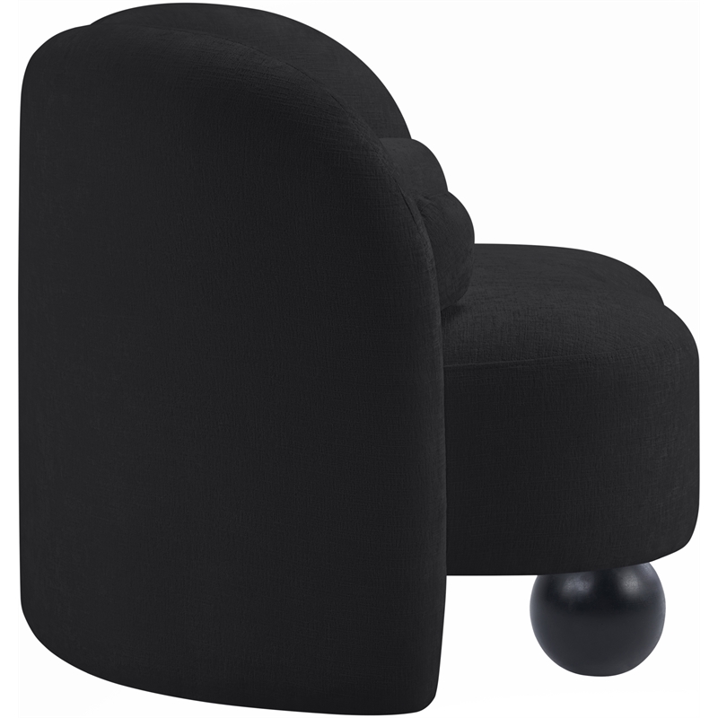 Bowery Hill Contemporary Solid Wood Frame Soft Black Chenille Fabric Chair