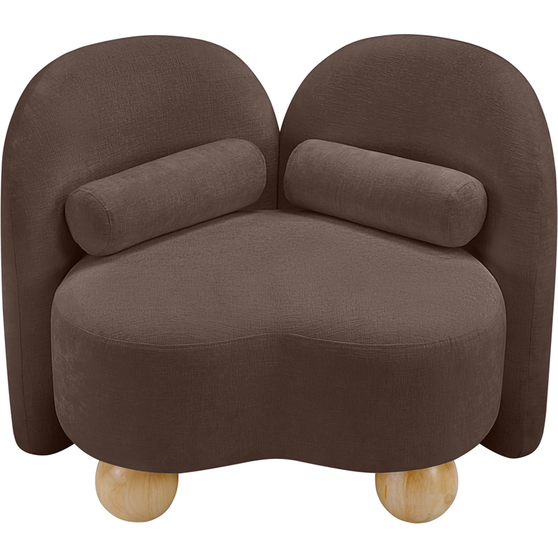Bowery Hill Contemporary Solid Wood Frame Soft Brown Chenille Fabric Chair
