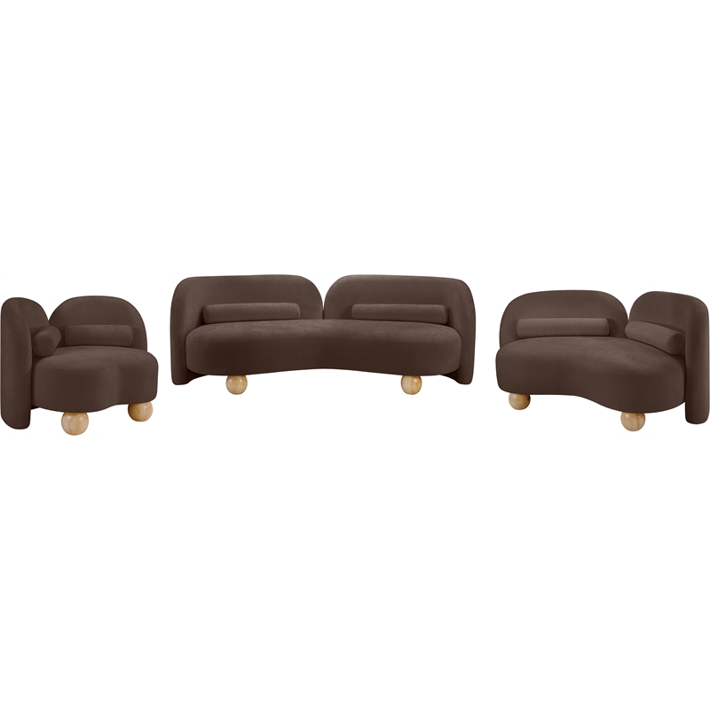 Bowery Hill Contemporary Solid Wood Frame Soft Brown Chenille Fabric Chair