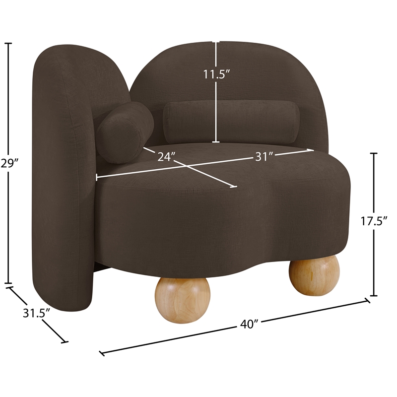 Bowery Hill Contemporary Solid Wood Frame Soft Brown Chenille Fabric Chair