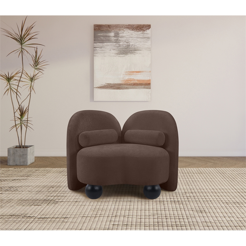 Bowery Hill Contemporary Solid Wood Frame Soft Brown Chenille Fabric Chair