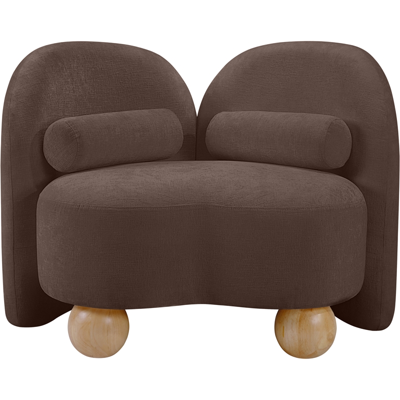 Bowery Hill Contemporary Solid Wood Frame Soft Brown Chenille Fabric Chair
