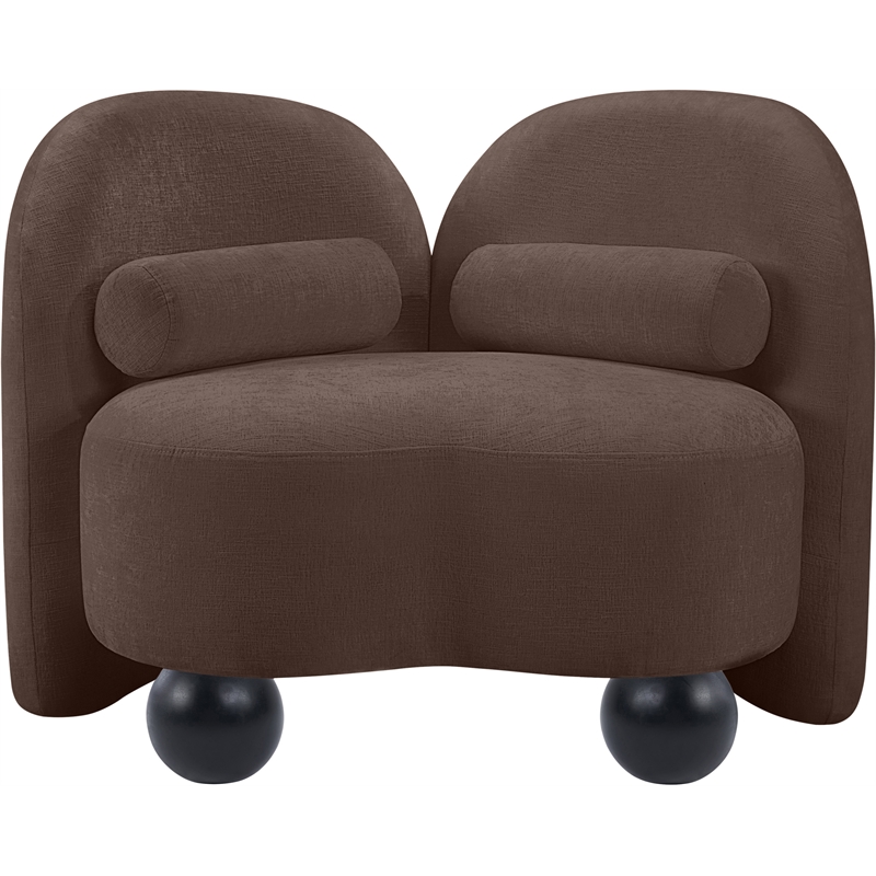 Bowery Hill Contemporary Solid Wood Frame Soft Brown Chenille Fabric Chair