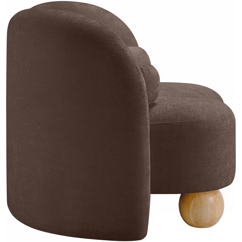 Bowery Hill Contemporary Solid Wood Frame Soft Brown Chenille Fabric Chair