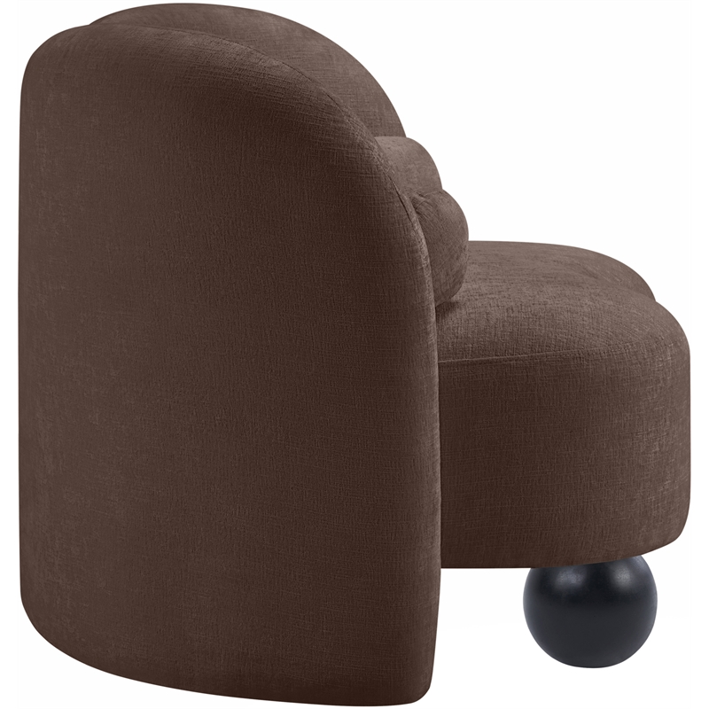 Bowery Hill Contemporary Solid Wood Frame Soft Brown Chenille Fabric Chair