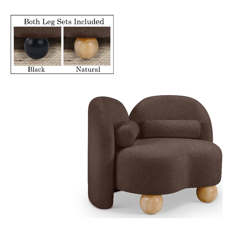 Bowery Hill Contemporary Solid Wood Frame Soft Brown Chenille Fabric Chair