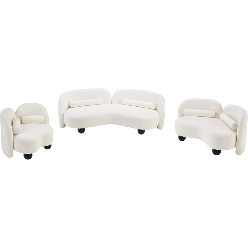 Bowery Hill Contemporary Solid Wood Frame Soft Cream Chenille Fabric Chair