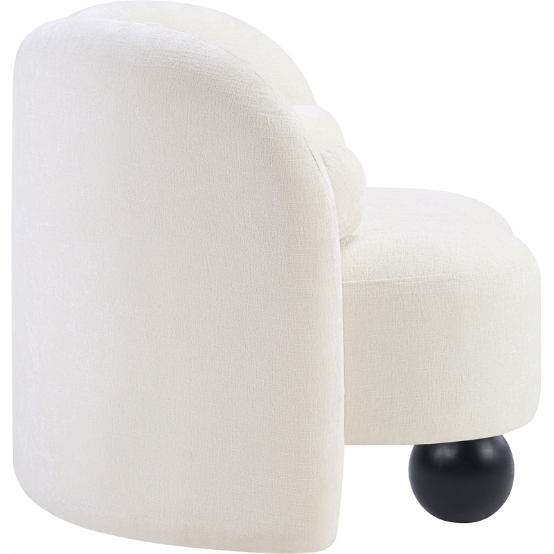 Bowery Hill Contemporary Solid Wood Frame Soft Cream Chenille Fabric Chair