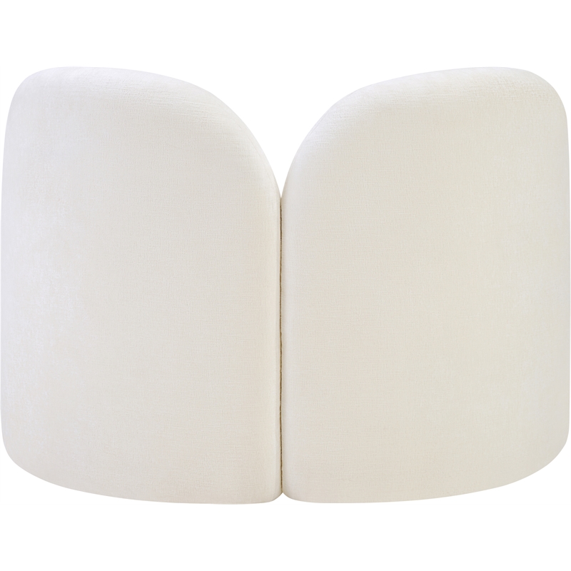 Bowery Hill Contemporary Solid Wood Frame Soft Cream Chenille Fabric Chair