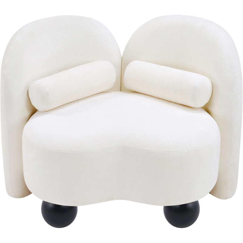 Bowery Hill Contemporary Solid Wood Frame Soft Cream Chenille Fabric Chair