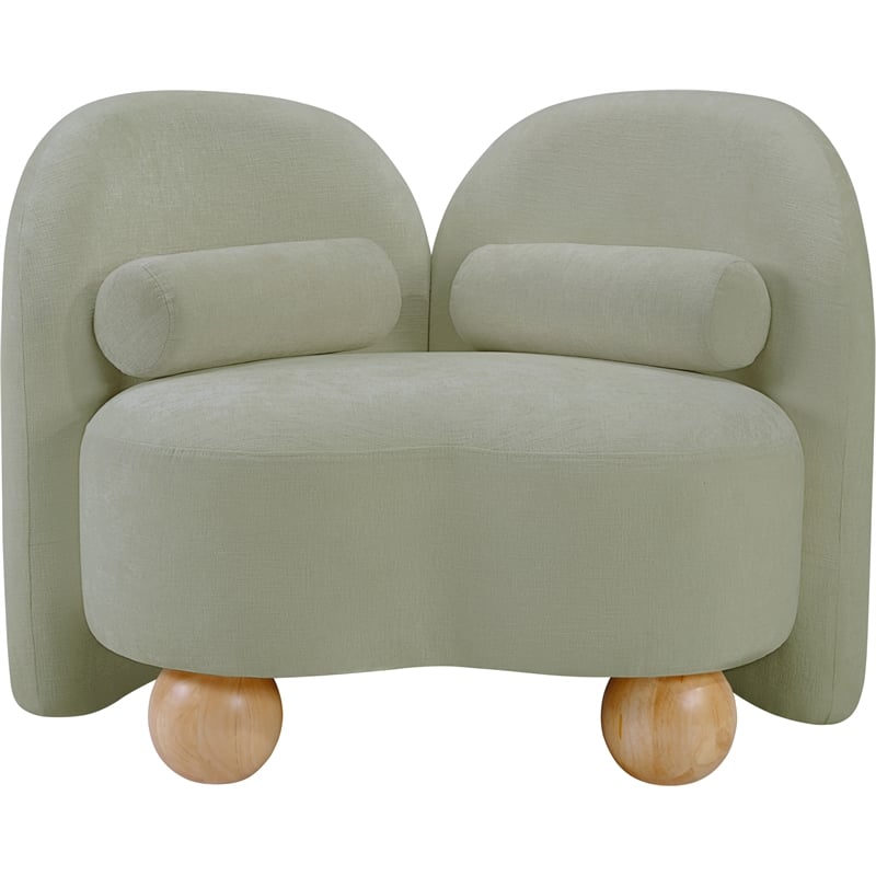 Bowery Hill Contemporary Solid Wood Frame Soft Mint Chenille Fabric Chair