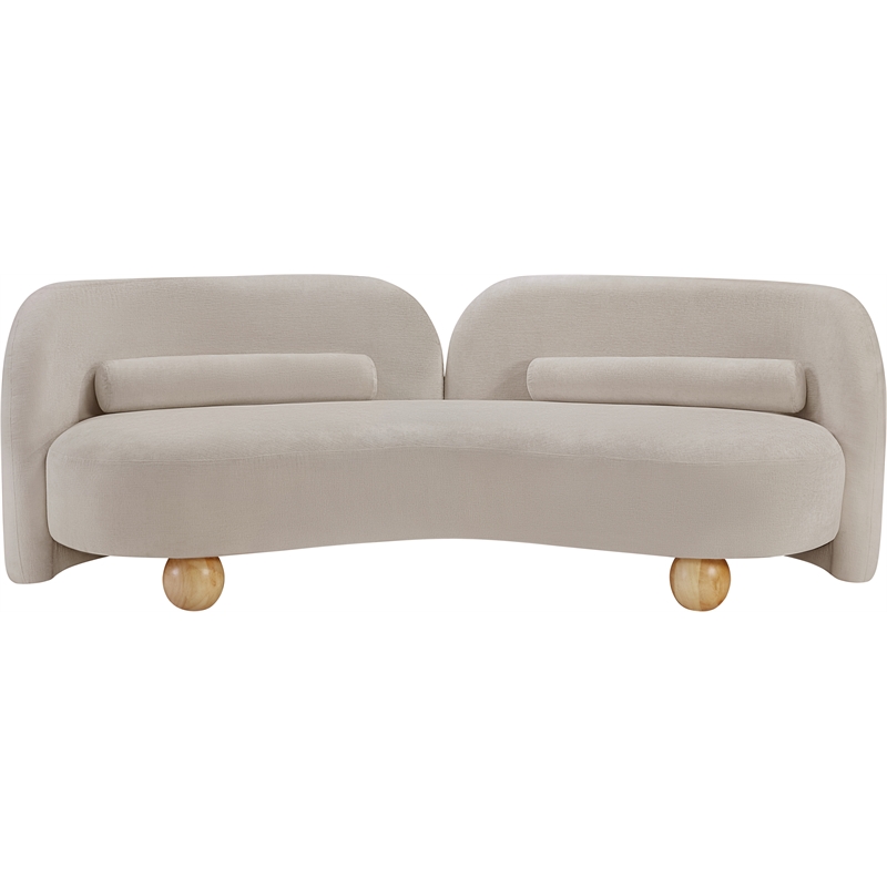 Bowery Hill Contemporary Solid Wood Frame Soft Beige Chenille Fabric Sofa