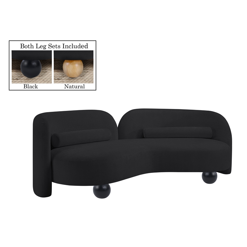 Bowery Hill Contemporary Solid Wood Frame Soft Black Chenille Fabric Sofa