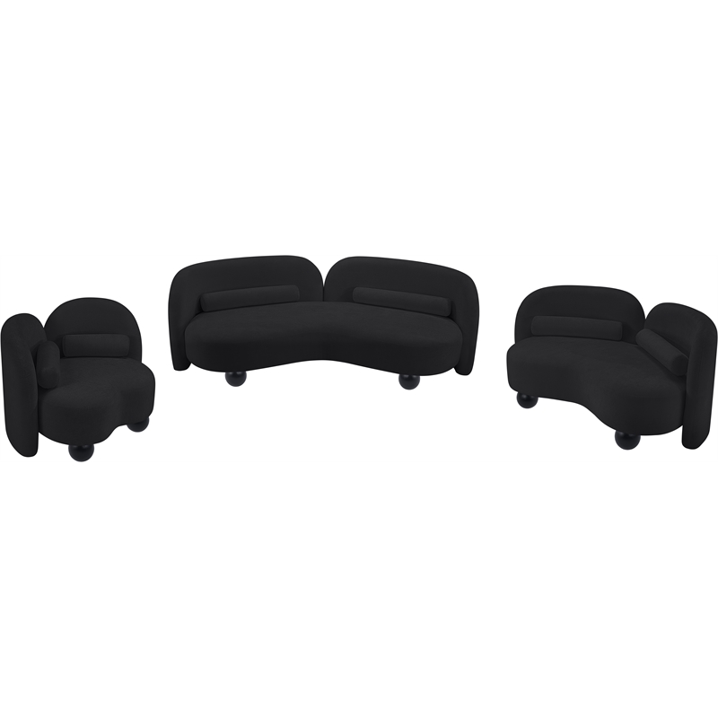 Bowery Hill Contemporary Solid Wood Frame Soft Black Chenille Fabric Sofa