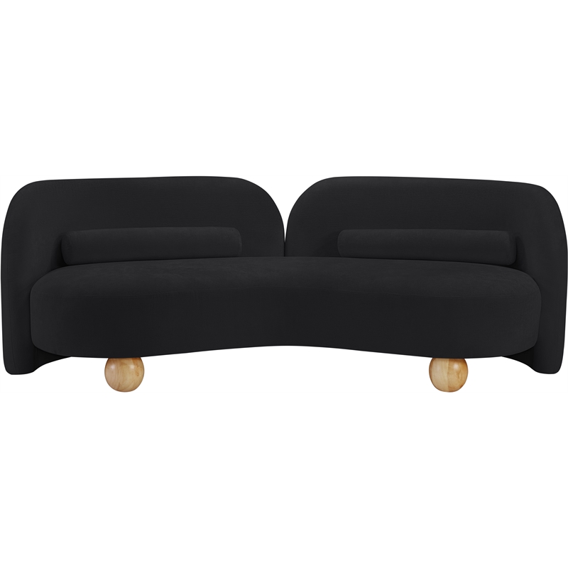 Bowery Hill Contemporary Solid Wood Frame Soft Black Chenille Fabric Sofa
