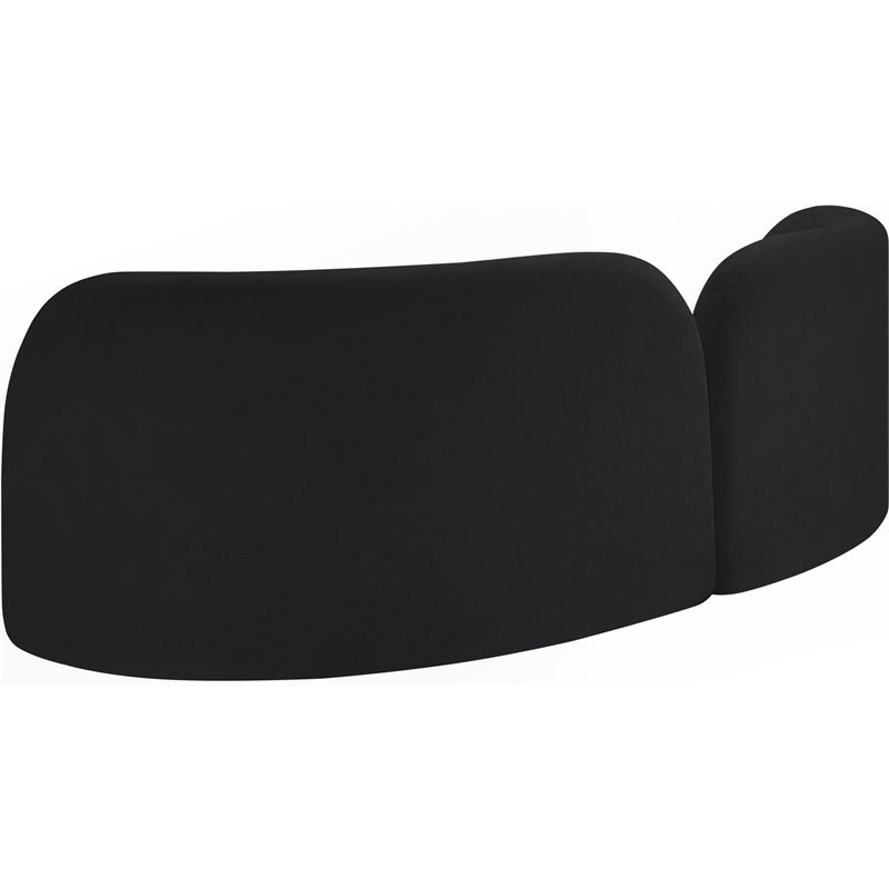 Bowery Hill Contemporary Solid Wood Frame Soft Black Chenille Fabric Sofa