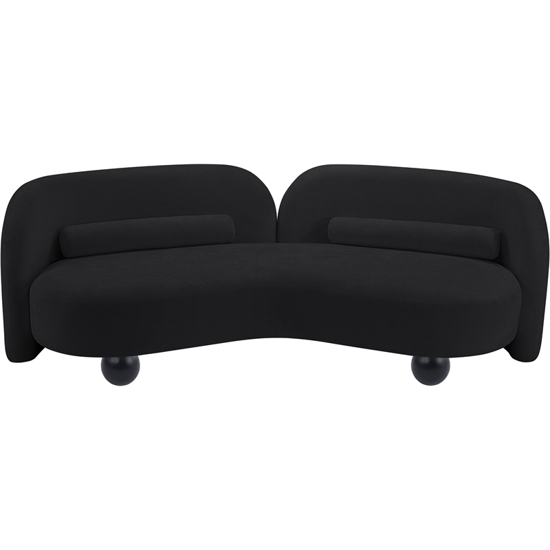 Bowery Hill Contemporary Solid Wood Frame Soft Black Chenille Fabric Sofa