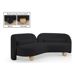 Bowery Hill Contemporary Solid Wood Frame Soft Black Chenille Fabric Sofa