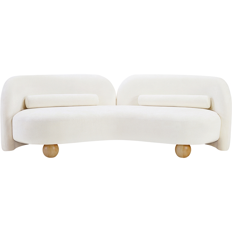 Bowery Hill Contemporary Solid Wood Frame Soft Cream Chenille Fabric Sofa