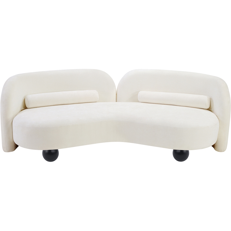 Bowery Hill Contemporary Solid Wood Frame Soft Cream Chenille Fabric Sofa