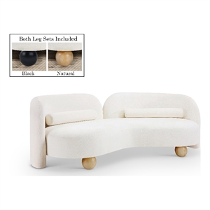 Bowery Hill Contemporary Solid Wood Frame Soft Cream Chenille Fabric Sofa