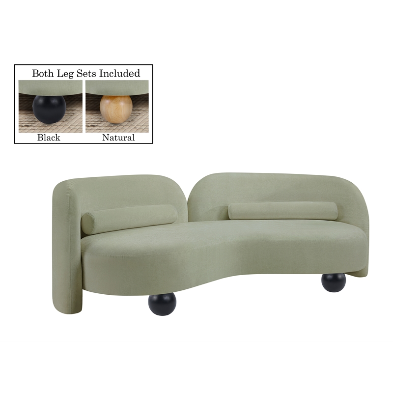 Bowery Hill Contemporary Solid Wood Frame Soft Mint Chenille Fabric Sofa