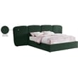 Bowery Hill Contemporary Green Boucle Durable Fabric Queen Bed