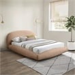 Bowery Hill Contemporary Soft Plush Beige Teddy Fabric Queen Bed