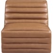 Bowery Hill Contemporary Deep Channel Tufted Soft Cognac n Leather Accent Chair