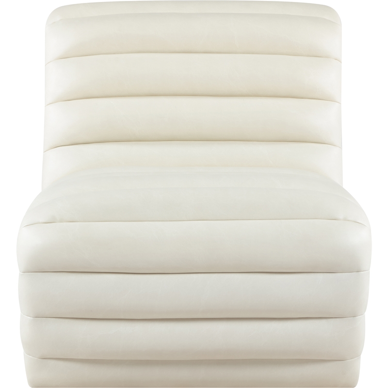 Bowery Hill Contemporary Deep Channel Tufted Soft Cream n Leather Accent Chair