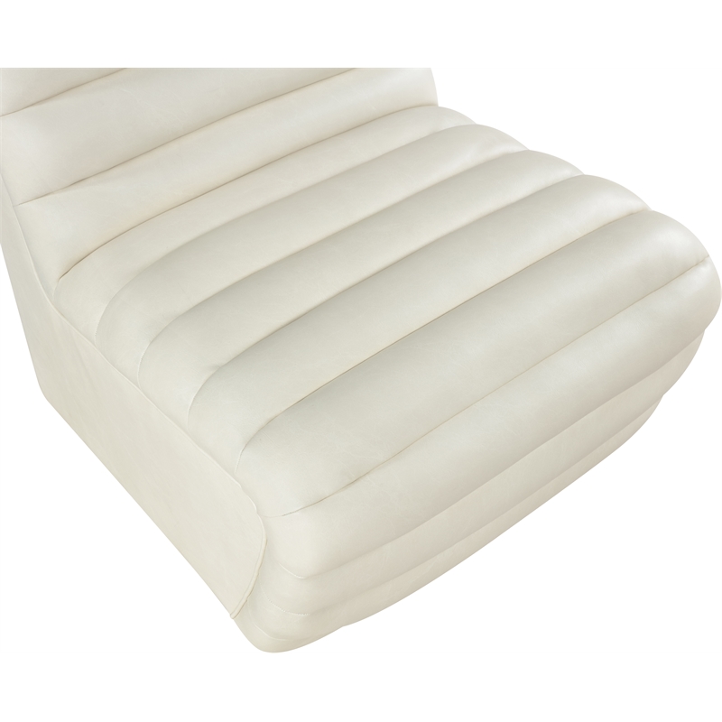 Bowery Hill Contemporary Deep Channel Tufted Soft Cream n Leather Accent Chair