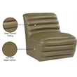 Bowery Hill Contemporary Deep Channel Tufted Soft Olive n Leather Accent Chair