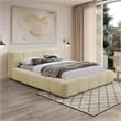 Bowery Hill Contemporary Soft Beige Chenille Fabric Queen Bed