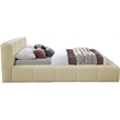Bowery Hill Contemporary Soft Beige Chenille Fabric Queen Bed