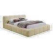 Bowery Hill Contemporary Soft Beige Chenille Fabric Queen Bed