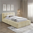 Bowery Hill Contemporary Soft Beige Chenille Fabric Twin Bed