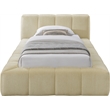 Bowery Hill Contemporary Soft Beige Chenille Fabric Twin Bed