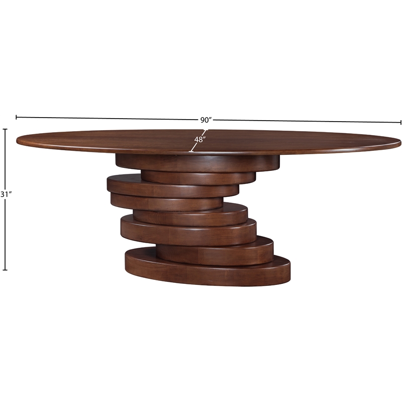 Bowery Hill Modern / Contemporary Oak Wood Veneer Rich Brown Dining Table
