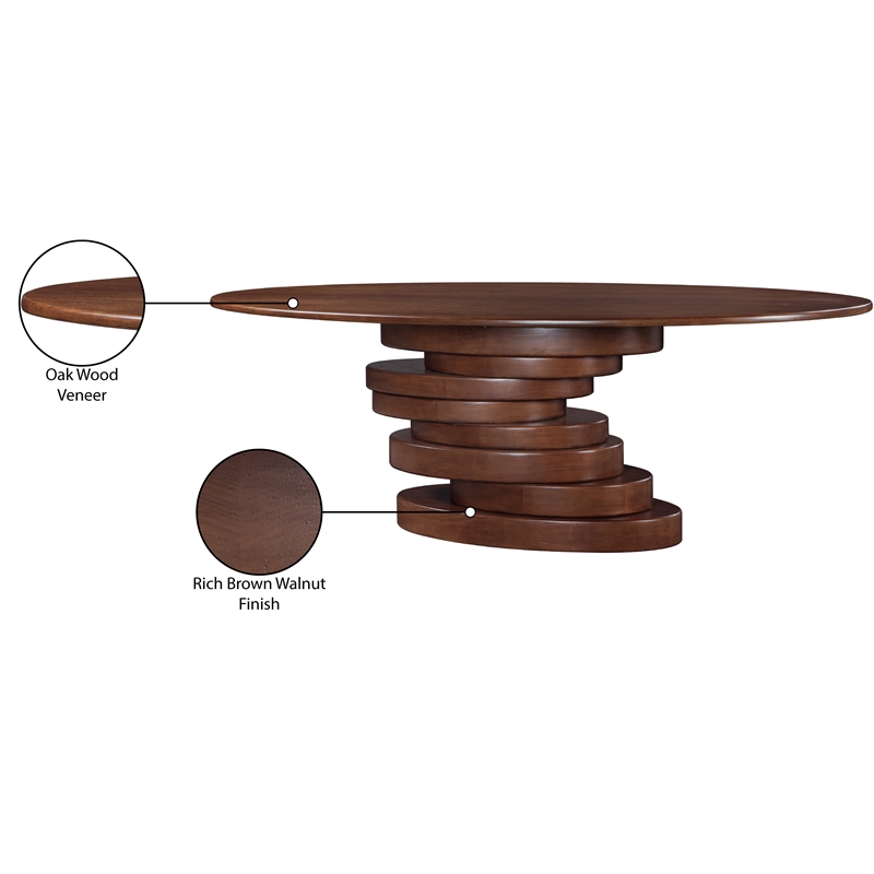 Bowery Hill Modern / Contemporary Oak Wood Veneer Rich Brown Dining Table