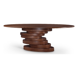 Bowery Hill Modern / Contemporary Oak Wood Veneer Rich Brown Dining Table
