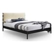Bowery Hill Contemporary Soft Cream Vegan Leather King Fully Slatted Bed
