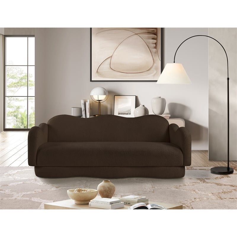 Bowery Hill Contemporary Soft Brown Teddy Durable Fabric Sofa
