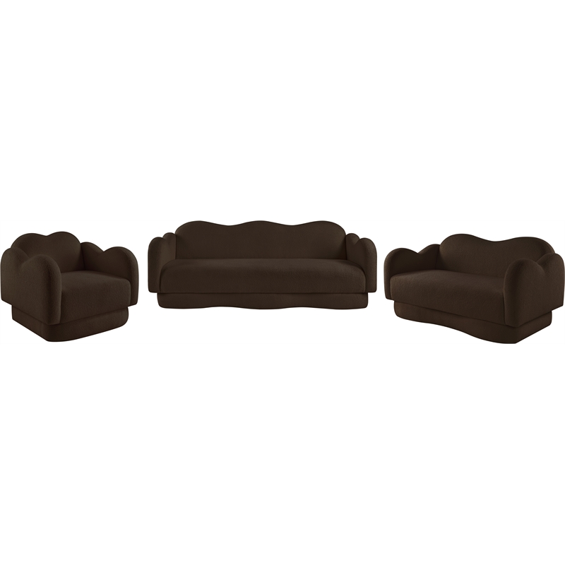 Bowery Hill Contemporary Soft Brown Teddy Durable Fabric Sofa